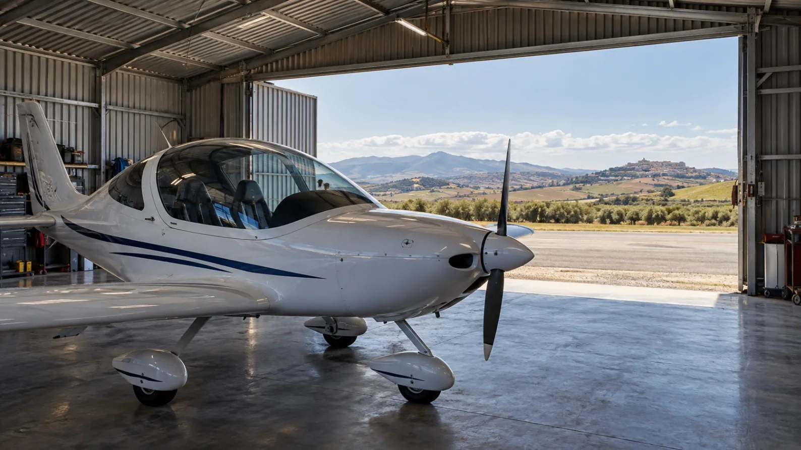 Piazzale e hangar dell'aviosuperficie, immagine illustrativa